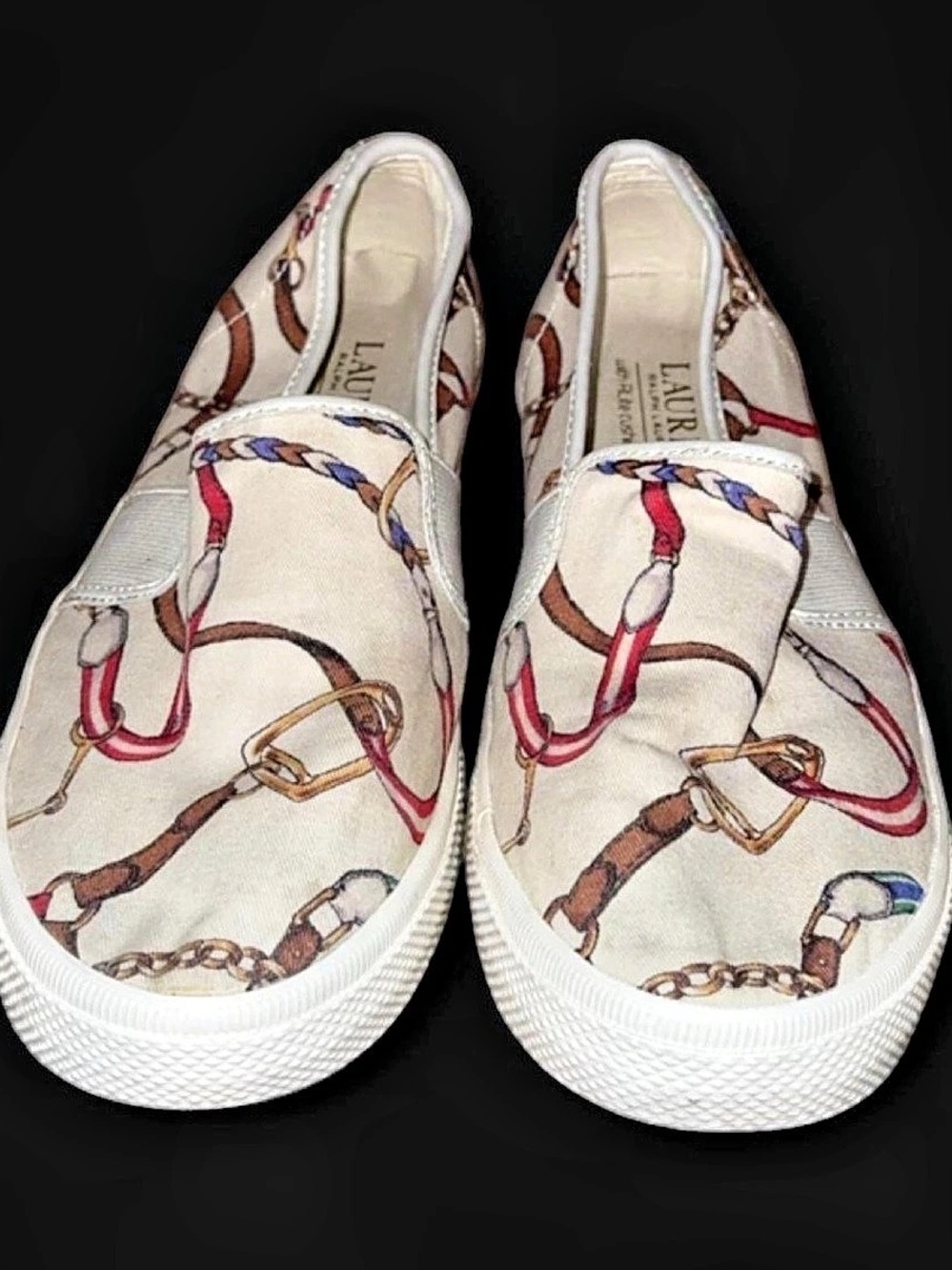 Lauren Ralph Lauren Jinny Slip-On Sneaker Printed Slip-On Sneakers White & Red